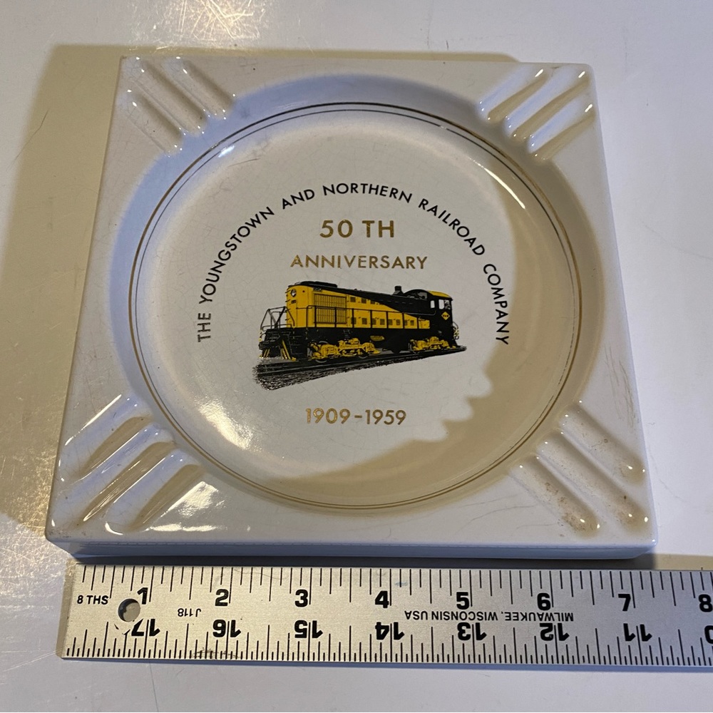 The Youngstown and Northern Railroad Company 50th Anniversary 1909-1959 ashtray